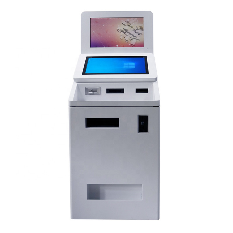 二重スクリーン・サイズQRの走査器のカード読取り装置の現金および硬貨の分配の自己サービス支払自動支払機のキオスク機械