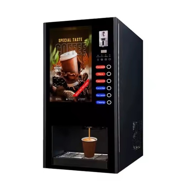 自動カップドロップ付きの熱かアイスコーヒーミルクティー用の自販機